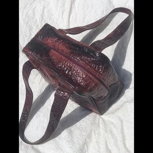 Vintage Large embossed stamped leather Dyed  travel tote